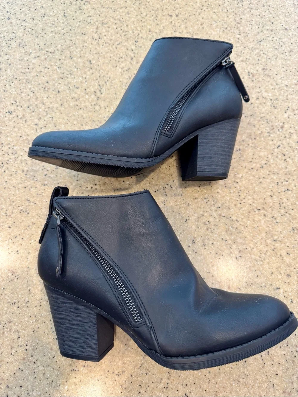 Mossimo Supply Co. Black Leather Ankle Bootie with dual Side Zip